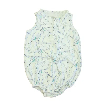 Pre-owned Egg Kids' Unisex Ivory Blue Moons Romper In White