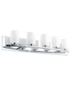 Eglo Abete 5 Light Bath/vanity Light With Chrome Finish & White Cylinder Glass Shades