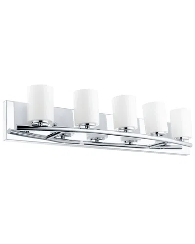 Eglo Abete 5 Light Bath/vanity Light With Chrome Finish & White Cylinder Glass Shades