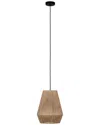 Eglo Alderney 1 Light Pendant With Black Finish & Brown Textile Thread Shade