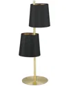 Eglo Almeida 2 Light Table Lamp, Brushed Brass Finish & Black With Gold Interior Shades