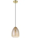 Eglo Alobrase 1 Light Pendant With Brushed Gold Finish & Metallic Amber Glass Shade