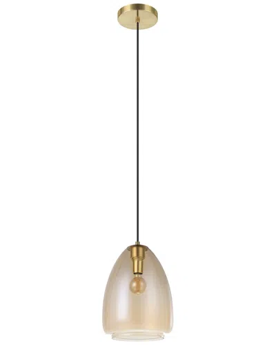 Eglo Alobrase 1 Light Pendant With Brushed Gold Finish & Metallic Amber Glass Shade