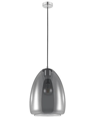 EGLO EGLO ALOBRASE 1 LIGHT PENDANT WITH MATTE BLACK FINISH & METALLIC SMOKED GLASS SHADE