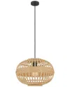Eglo Amsfield 1 Light Pendant With Brown Finish & Wood Shade
