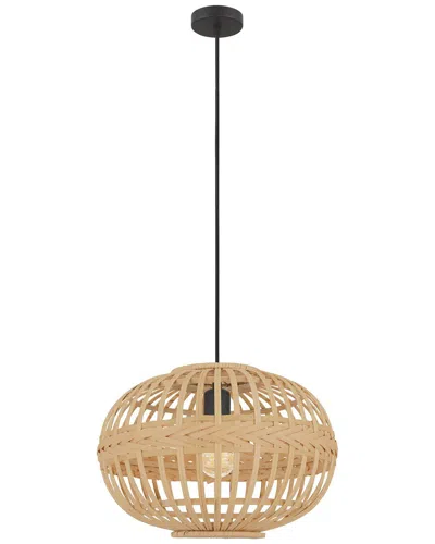 Eglo Amsfield 1 Light Pendant With Brown Finish & Wood Shade