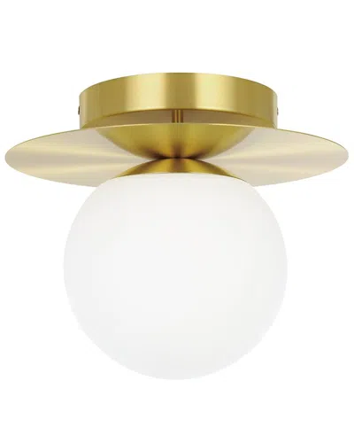 Eglo Arenales 1 Light Ceiling Light With Brushed Brass Finish & White Opal Glass Shade