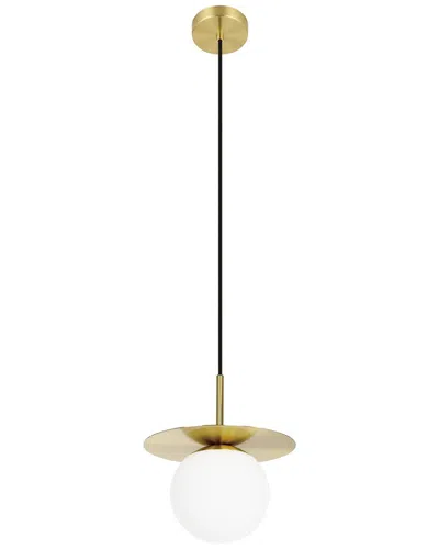 Eglo Arenales 1 Light Mini Penant With Brushed Brass Finish & White Opal Glass Shade