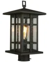 Eglo Arlington Creek 1 Light Outdoor Post Light With Matte Bronze Finish & Clear Seeded Glass Shade