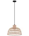 Eglo Ausnby 1 Light Pendant With Black Finish & Natural Wood Shade