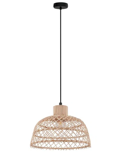 Eglo Ausnby 1 Light Pendant With Black Finish & Natural Wood Shade