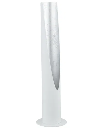 Eglo Barbotto 1 Light Cylinder Table Lamp With Matte White & Silver Interior Finish
