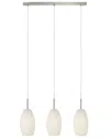 Eglo Batista 1 3 Light Linear Pendant With Matte Nickel Finish & White Glass Shades