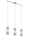 Eglo Bayman 3 Light Linear Pendant With Chrome Finish & White With Chrome Acccents Glass Shades