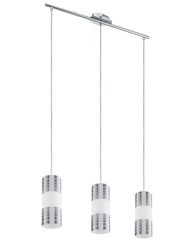 Eglo Bayman 3 Light Linear Pendant With Chrome Finish & White With Chrome Acccents Glass Shades