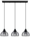 Eglo Beleser 3 Light Linear Pendant With Black Finish & Metallic Smoked Glass Shades