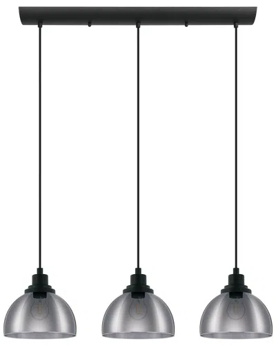 Eglo Beleser 3 Light Linear Pendant With Black Finish & Metallic Smoked Glass Shades