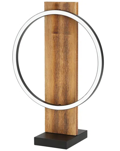 Eglo Boyal 1 Light Integrated Led Table Lamp With Brushed Pine Wood Finish & Black Shade