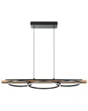 Eglo Boyal 3 Light Integrated Led Pendant With Black & Brushed Pine Wood Finish & Black Shades