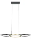 Eglo Boyal 3 Light Integrated Led Pendant With Black Finish & 3 Circular Gold Rings