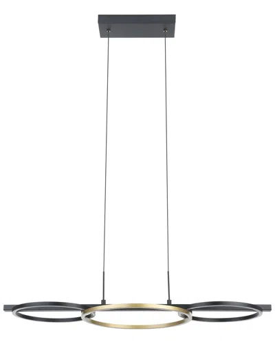 Eglo Boyal 3 Light Integrated Led Pendant With Black Finish & 3 Circular Gold Rings