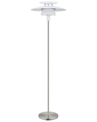 Eglo Brenda 1 Light Floor Lamp With Satin Nickel Finish & White Shade