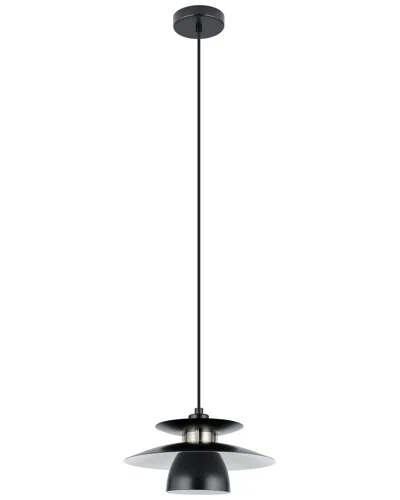 Eglo Brenda 1 Light Pendant With Black Finish & Black With White Interior Metal Shade