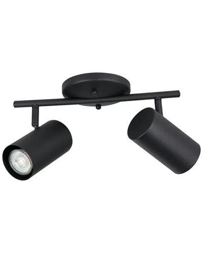 Eglo Calloway 2 Light Fixed Track Light With Black Finish & Black Adjustable Cylinder Shades