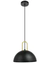 Eglo Calmanera 1 Light Pendant With Structured Black Finish & Brushed Brass Accents
