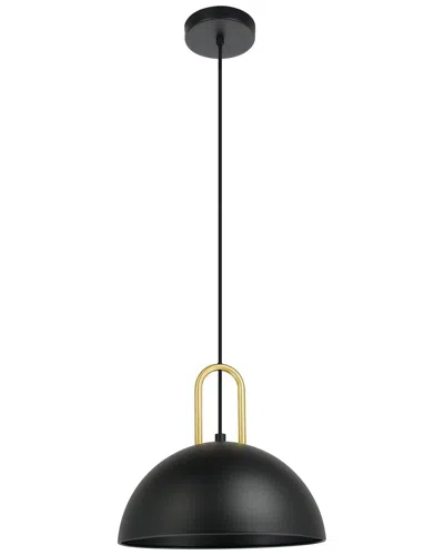 Eglo Calmanera 1 Light Pendant With Structured Black Finish & Brushed Brass Accents