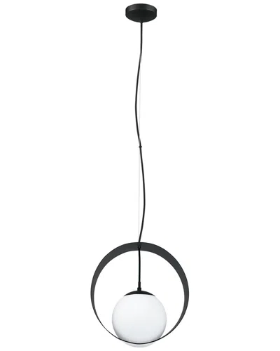 Eglo Camargo 1 Light Pendant With Black Finish & White Glass Shade