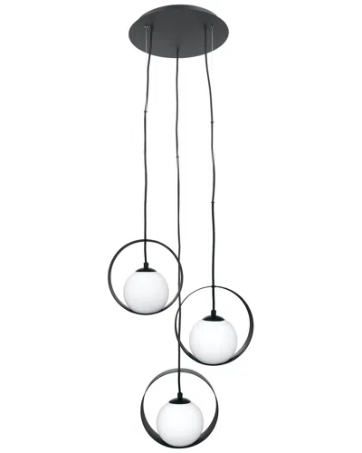 Eglo Camargo 3 Light Cascade Pendant With Black Finish & White Glass Shades