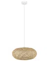 Eglo Campilo 1 Light Pendant With White Finish & Beige Treaded Shade