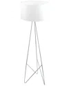 Eglo Camporale 1 Light Floor Lamp With Geometric Chrome Base & Round White Fabric Shade
