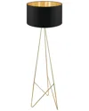 Eglo Camporale 1 Light Floor Lamp With Gold Finish Base & Black Exterior & Gold Interior Shade