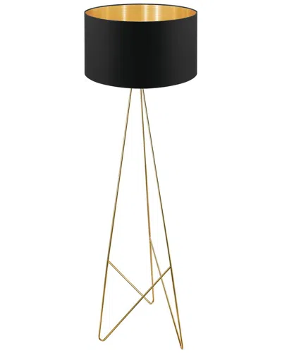 Eglo Camporale 1 Light Floor Lamp With Gold Finish Base & Black Exterior & Gold Interior Shade
