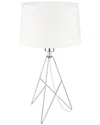 Eglo Camporale 1 Light Table Lamp With Geometric Chrome Base & Round White Fabric Shade