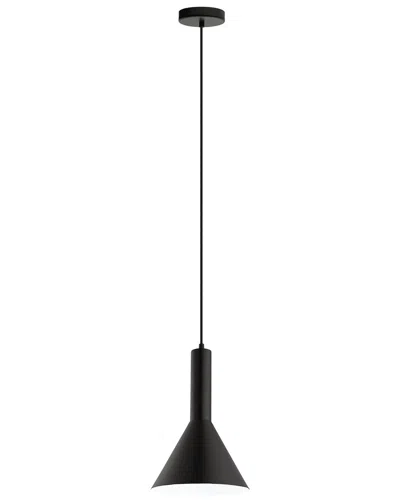 Eglo Canalello 1 Light Pendant With Matte Black Finish & Black With White Interior Metal Shade