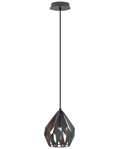 Eglo Carlton 1 Light Pendant With Black Finish & Black With Copper Interior Geometric Metal Shade