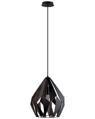 Eglo Carlton 1 Light Pendant With Black Finish & Black With Copper Interior Geometric Metal Shade