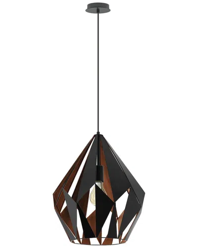 Eglo Carlton 1 Light Pendant With Black Finish & Black With Copper Interior Geometric Metal Shade