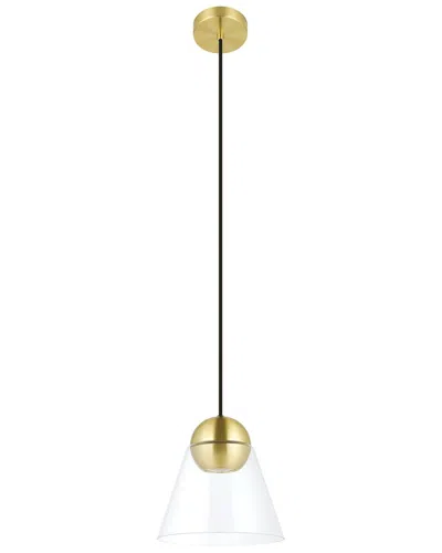 Eglo Cerasella 1 Light Mini Pendant With Brushed Brass Finish & Clear Cone Glass Shade