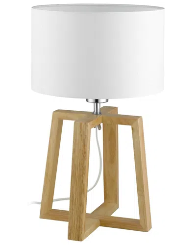 Eglo Chietino 1 Light Table Lamp With Wood Base & White Fabric Shade