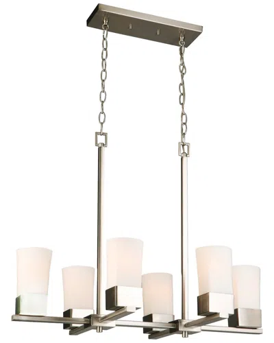 Eglo Ciara Springs 6 Light Multi Light Pendant With Brushed Nickel Finish & Frosted Glass Shades