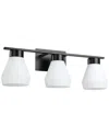 Eglo Copely 3 Light Bath/vanity Light With Matte Black Finish & White Glass Shades