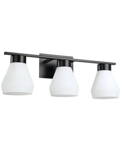 Eglo Copely 3 Light Bath/vanity Light With Matte Black Finish & White Glass Shades