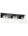 Eglo Copley 3 Light Bath/vanity Light With Matte Black Finish & Clear Glass Shades