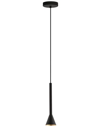 Eglo Cortaderas 1 Light Mini Pendant With Black Finish & Black With Gold Interior Metal Shade