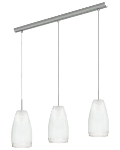 Eglo Crash 3 Light Linear Pendant With Matte Nickel Finish & Satin Crackle Glass Shades
