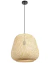 Eglo Dembleby 1 Light Pendant With Black Finish & Natu